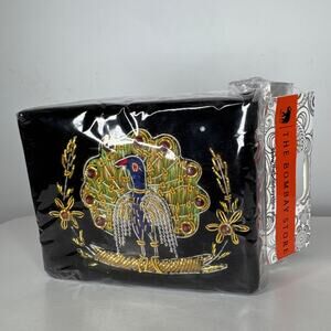 Vintage 1990s Bombay Store Black Velvet Beaded Embroidered Gift Box Pouch